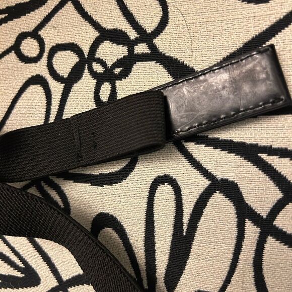 Silver Metal Crystal Camellia Flower Belt black patent Stretch Adjustable L WHBM main image 7